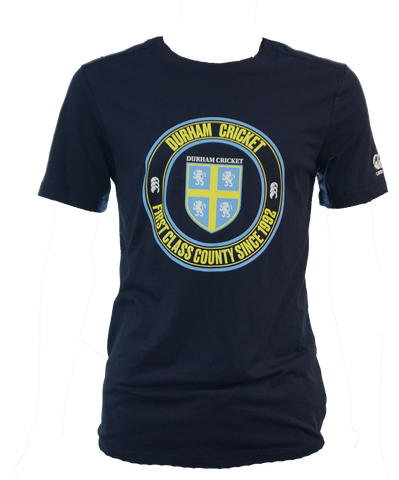Junior Navy Durham Cricket Crest Graphic Canterbury T-Shirt